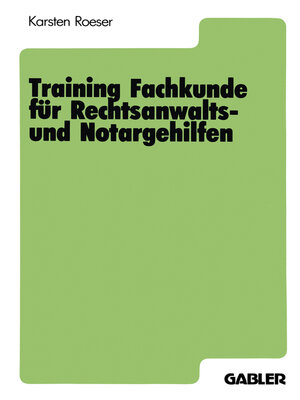 cover image of Training Fachkunde für Rechtsanwalts- und Notargehilfen